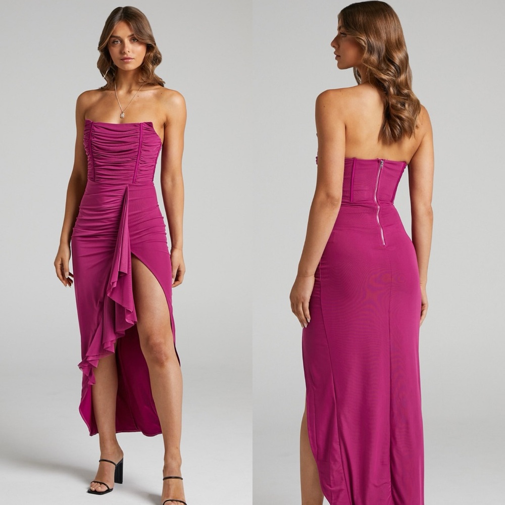 Showpo NORA MIDI DRESS - CORSET DETAILING DRESS IN MULBERRY Size 6